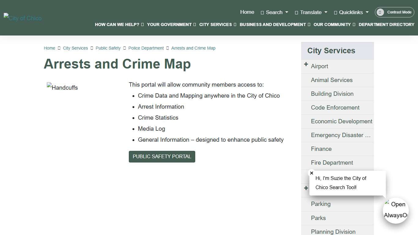 City of Chico - Arrests and Crime Map